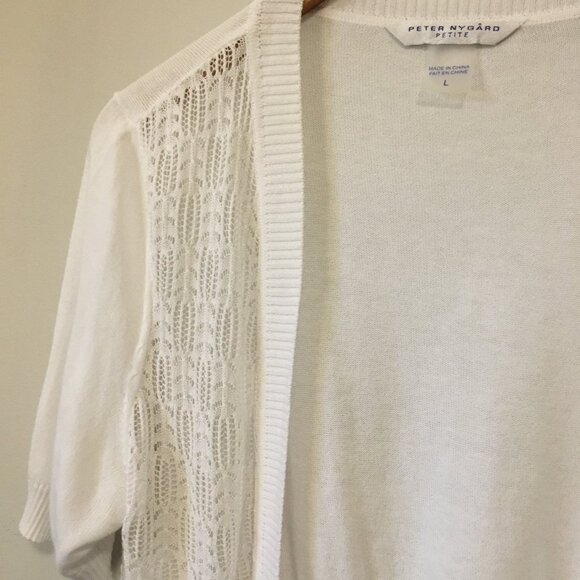 Cotton Rayon White Pointelle Knit Balletcore Bolero - Picture 4 of 12